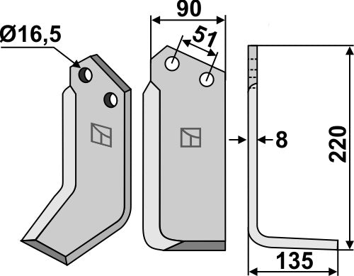 Blade 220x90mm, right