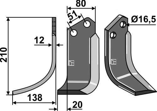 Blade 210x80mm, left