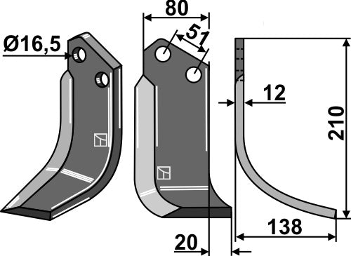 Blade 210x80mm, right