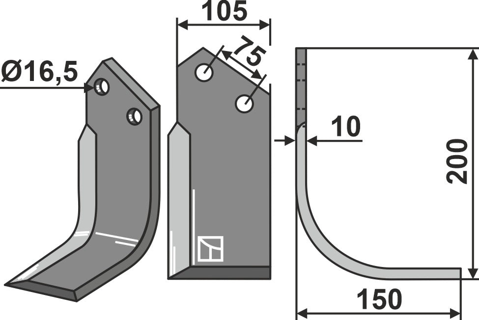 Blade 200x105mm, right