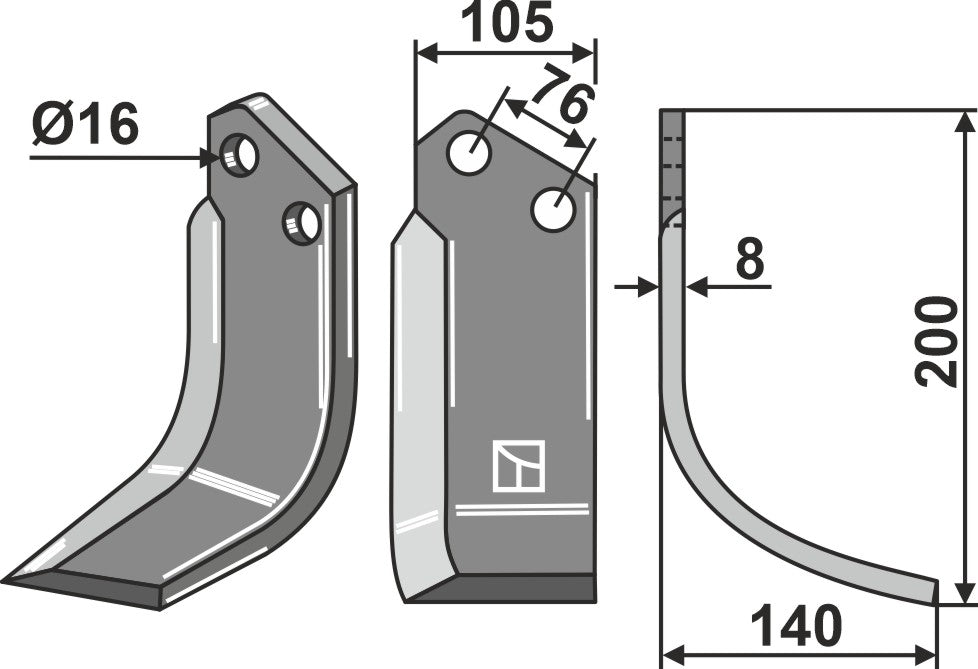 Blade 200x105mm, right