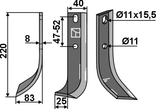 Blade 220x40mm, left