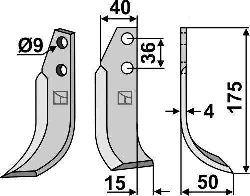 Blade 175x40mm, right