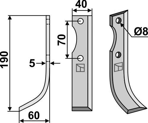 Blade 190x40mm, left