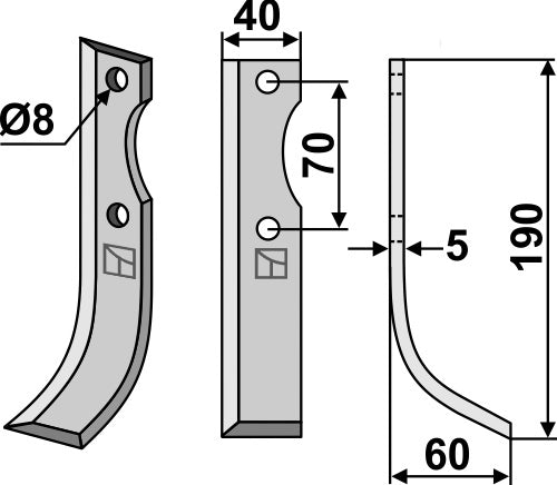 Blade 190x40mm, right