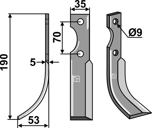 Blade 190x35mm, left