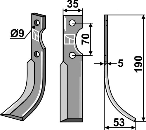 Blade 190x35mm, right