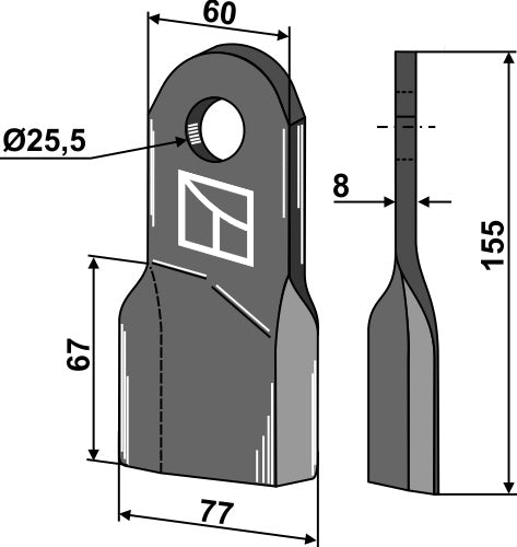 Flail 155x60mm, left