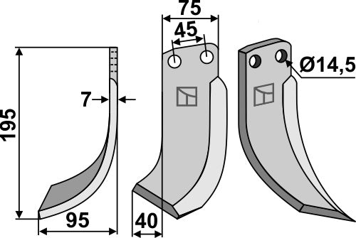 Blade 195x75mm, left