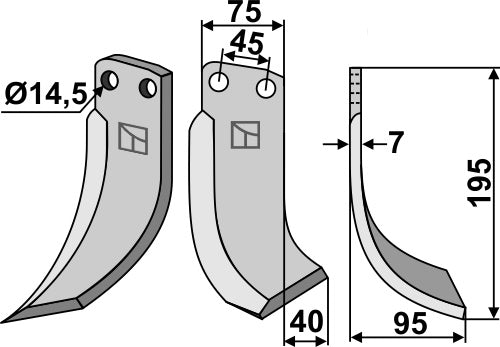 Blade 195x75mm, right