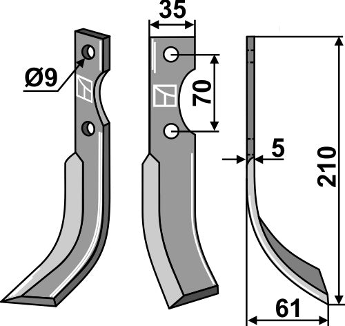 Blade 210x35mm, right