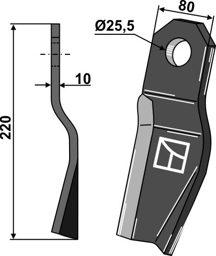 Twisted blade 220x80mm - right model