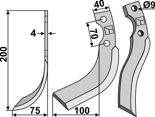 Blade 200x40mm, left