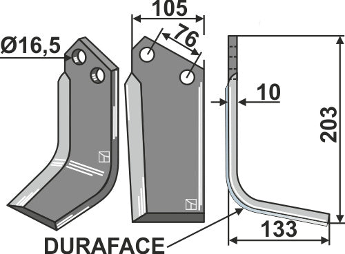 Blade DURAFACE 203x105mm, right