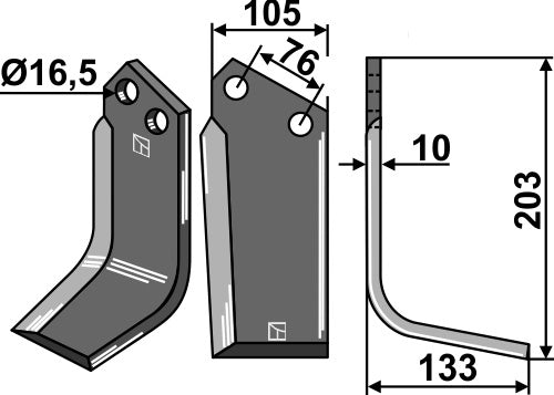 Blade 203x105mm, right