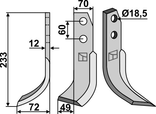 Blade 233x70mm, left