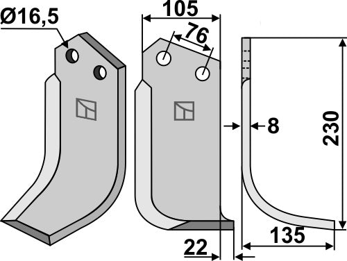 Blade 230x105mm, right