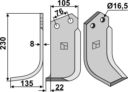 Blade 230x105mm, left