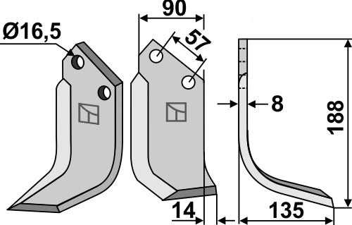 Blade 188x90mm, right