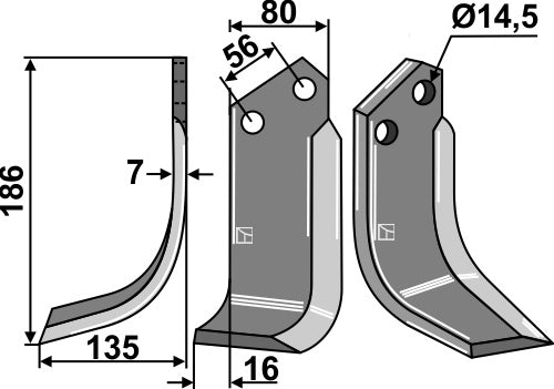 Blade 186x80mm, left