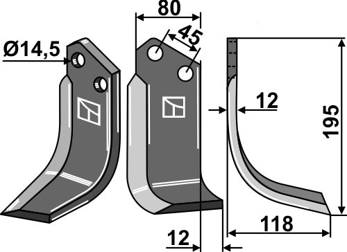 Blade 195x80mm, right