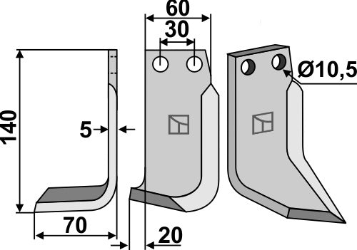 Blade 140x60mm, left