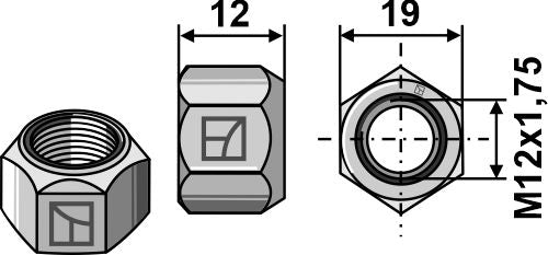 All-metal nut with squeezing device M12 - DIN980 galv. 10.9