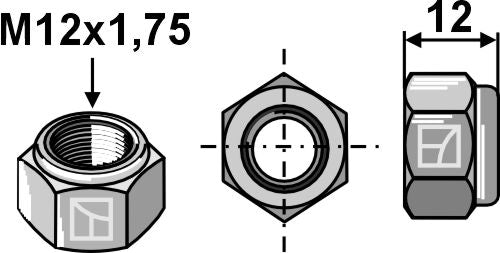 Self-locking nut M12x1,75