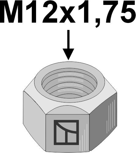 Nut M12x1,75 - galvanized - left thread