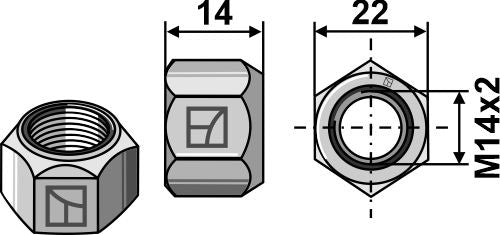 All-metal nut with squeezing device M14x2 - DIN980 galv. 10.9