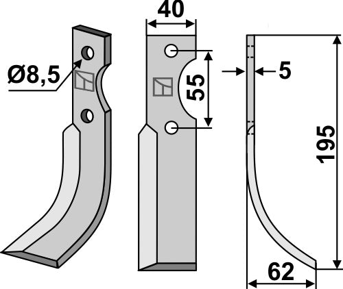 Blade 195x40mm, right