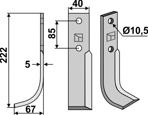 Blade 222x40mm, left