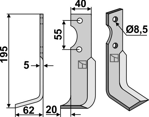 Blade 195x40mm, left
