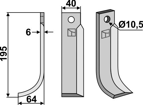 Blade 195x40mm, left