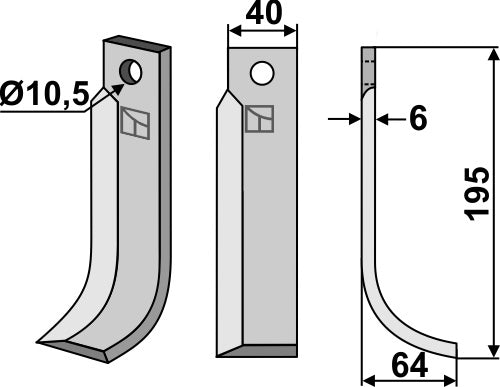 Blade 195x40mm, right