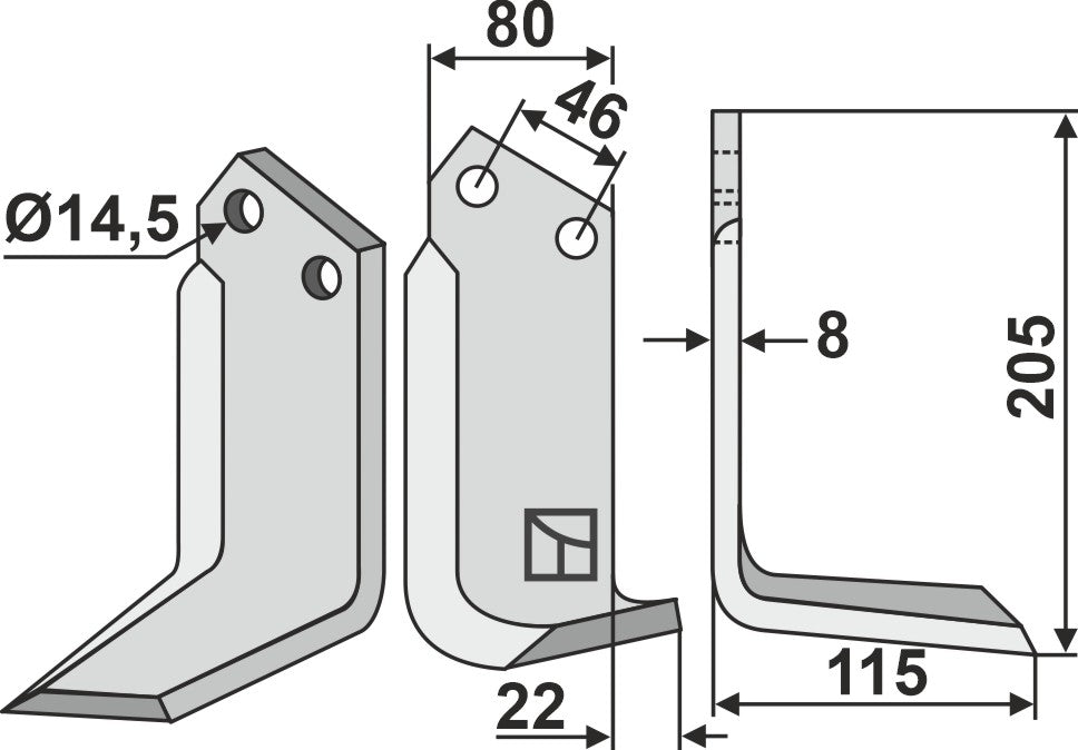 Blade 205x80mm, right