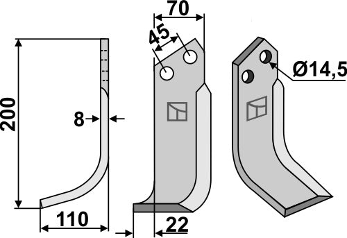 Blade 200x70mm, left
