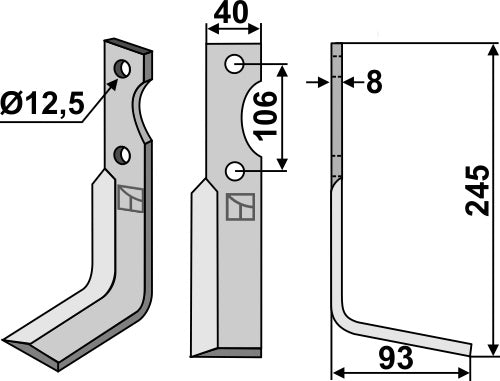 Blade 245x40mm, right