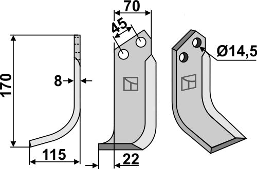 Blade 170x70mm, left