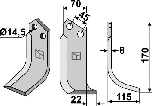Blade 170x70mm, right