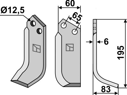 Blade 195x60mm, right