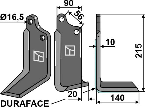 Blade DURAFACE 215x90mm, right