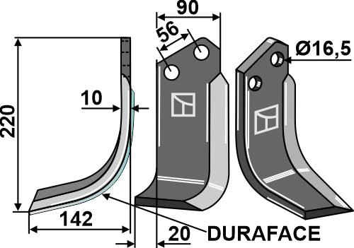 Blade DURAFACE 220x90mm, left
