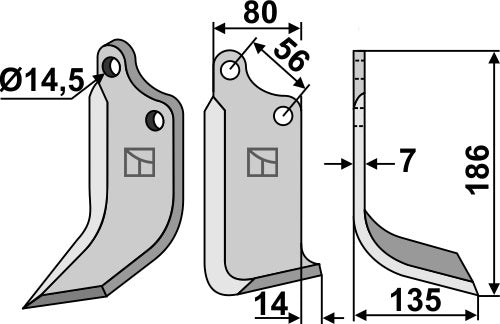 Blade 186x80mm, right