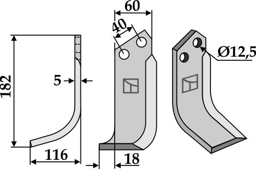 Blade 182x60mm, left