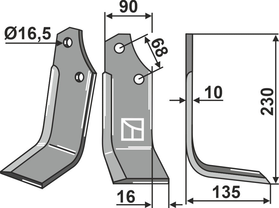 Blade 230x90mm, right