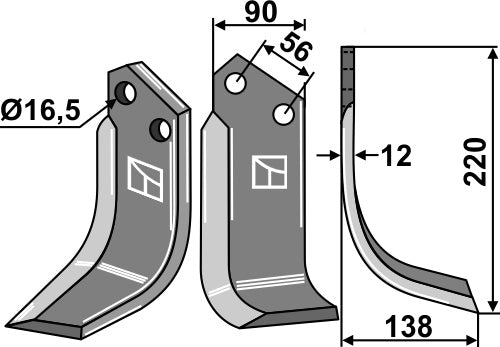 Blade 220x90mm, right