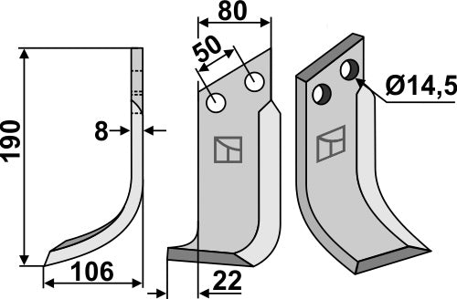 Blade 190x80mm, left