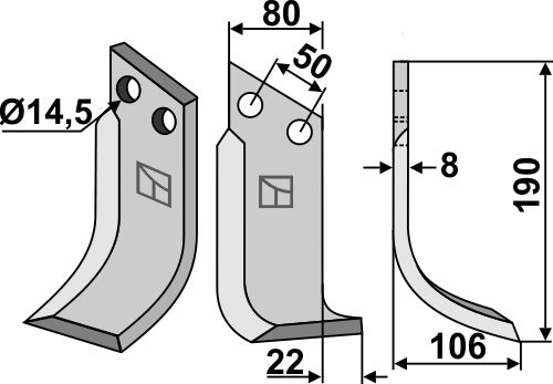 Blade 190x80mm, right