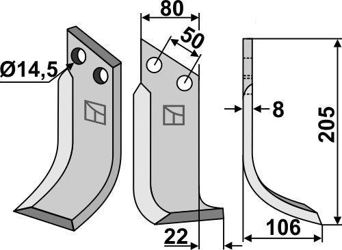 Blade 205x80mm, right